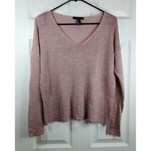Forever 21 Medium Pink V-neck Pullover Cropped Long Sleeve Sweater